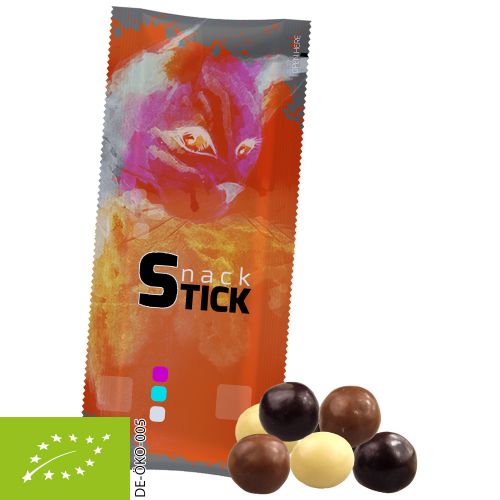 Organic choco crispy balls, ca. 20g, snack stick