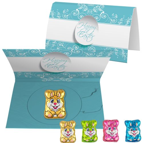 Chocolate bunny mix, ca. 6g, express promotional card A6 folded with print