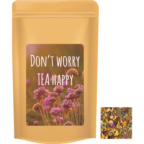 Organic herbal tea happiness, ca. 35g, midi stand up pouch with label