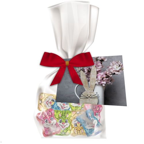 Chocolate bunny mix, ca. 24g, express flat bag with advertising card