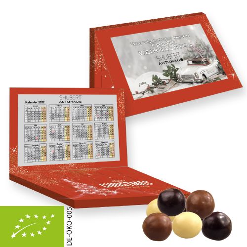 Organic choco crispy balls, ca. 50g, express advent calendar mini express with advertising card