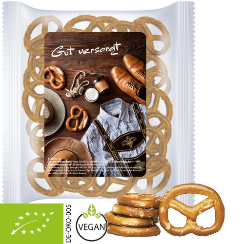 Organic mini pretzels original, ca. 30g, express maxi bag with label