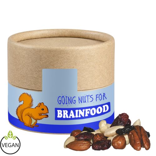 Premium trail mix, ca. 40g, cardboard can mini with label