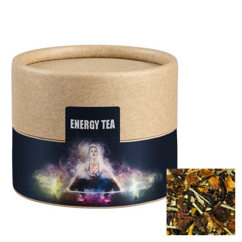 Herbal tea energy mix caffeine, ca. 15g, biodegradable eco cardboard can mini with label