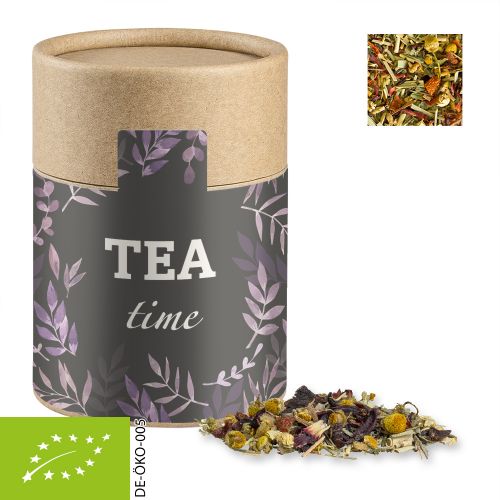 Organic herbal tea four seasons, ca. 25g, cardboard can midi with label