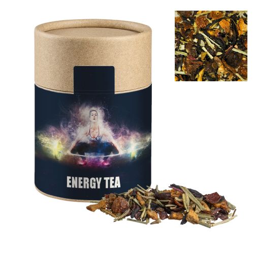 Herbal tea energy mix caffeine, ca. 45g, biodegradable eco cardboard can midi with label