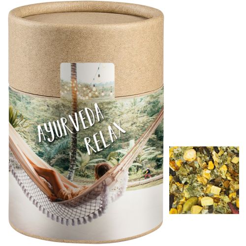 Ayurveda relax tea, ca. 50g, cardboard can midi with label
