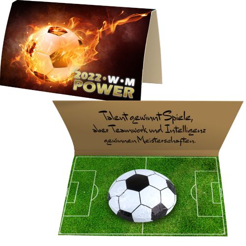 Chocolate footballs, ca. 13g, express promotional card folded with print