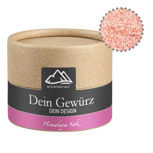 Pink crystal salt, ca. 75g, biodegradable eco cardboard can mini with label