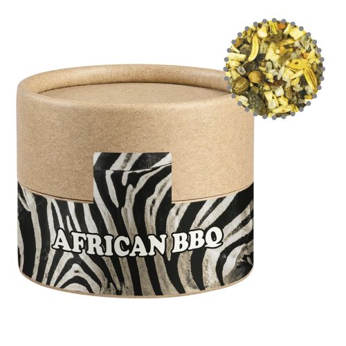 African BBQ, ca. 40g, biodegradable eco cardboard can mini with label