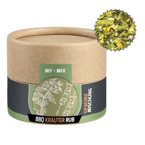 BBQ herbal rub, ca. 28g, biodegradable eco cardboard can mini with label
