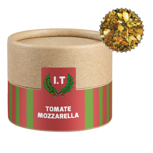 Tomato mozzarella spice, ca. 28g, biodegradable eco cardboard can mini with label