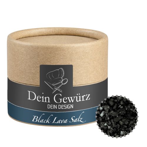 Black lava salt, ca. 75g, biodegradable eco cardboard can mini with label