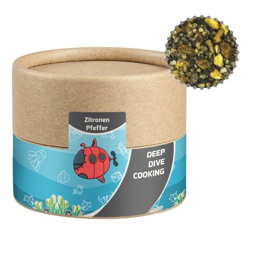 Lemon pepper, ca. 40g, biodegradable eco cardboard can mini with label