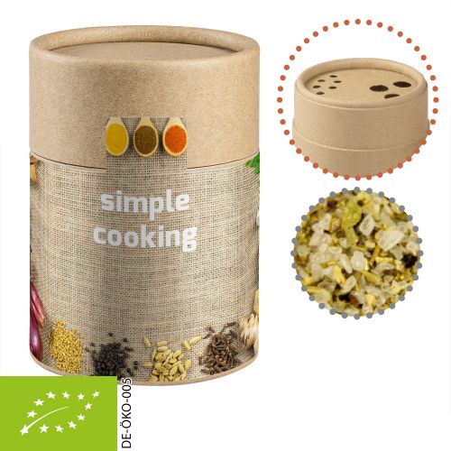 Organic herb salt, ca. 80g, biodegradable eco cardboard shaker with label