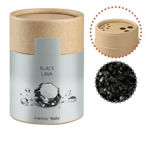 Black lava salt, ca. 135g, cardboard shaker with label
