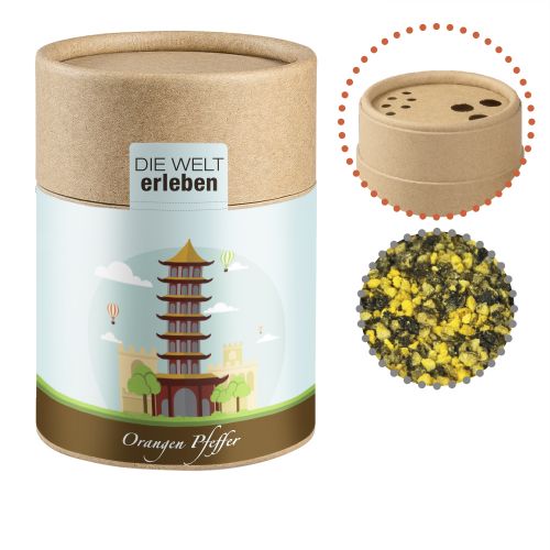 Orange pepper, ca. 75g, cardboard shaker with label