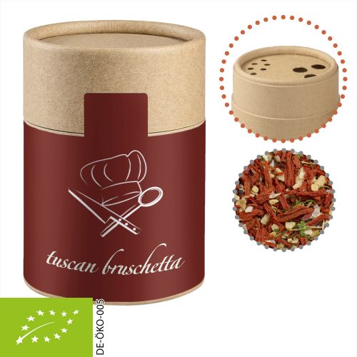 Organic tuscan bruschetta, ca. 50g, cardboard shaker with label