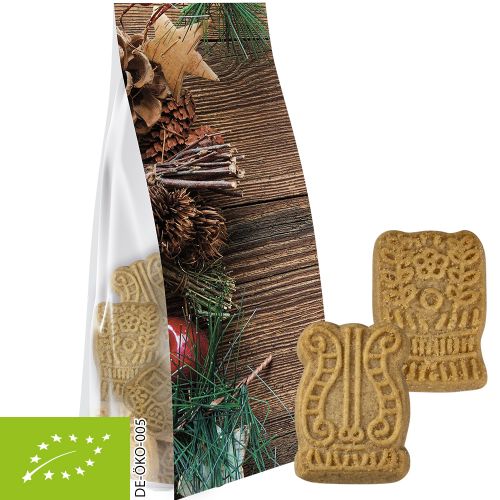 Organic traditional spicy Christmas cooki, ca. 40g, express pouch with promotional flyer