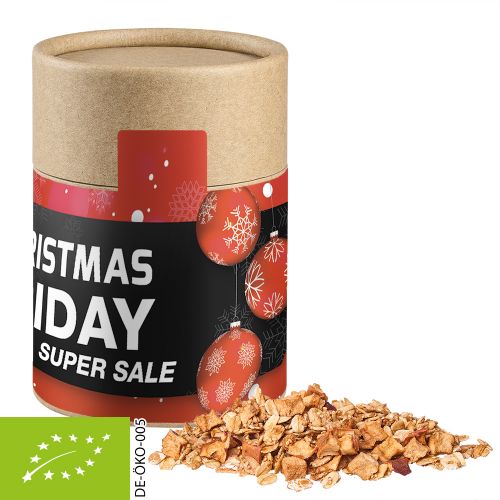 Organic crunchy Christmas muesli , ca. 70g, cardboard can midi with label