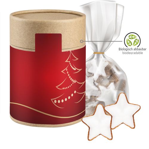Cinnamon stars, ca. 100g, pouch in biodegradable eco cardboard can maxi with label