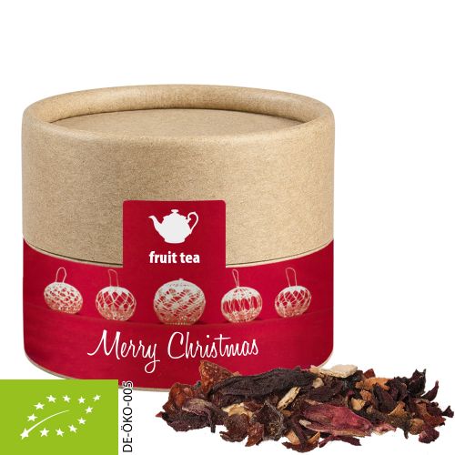 Organic Christmas fruit tea, ca. 25g, cardboard can mini with label