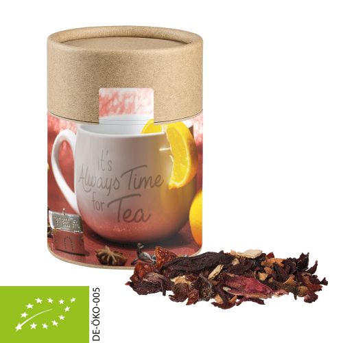 Organic Christmas fruit tea, ca. 60g, cardboard can midi with label