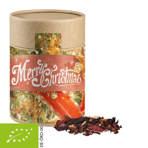 Organic Christmas fruit tea, ca. 140g, cardboard can maxi with label