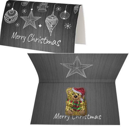 Chocolate Christmas bear, ca. 7g, express promotional card A6 folded with print
