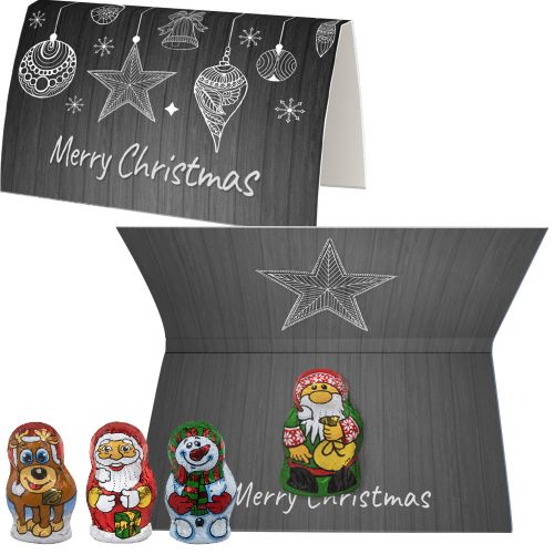 Chocolate Christmas mix, ca. 7g, express promotional card A6 folded with print
