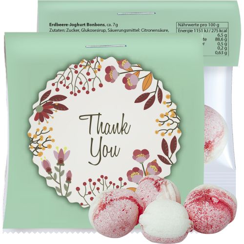 Strawberry yogurt candy, ca. 15g, express midi bag with promotional flyer