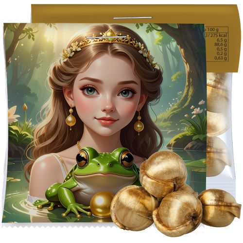 Golden nuts candy (vegan), ca. 17g, express midi bag with promotional flyer