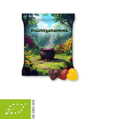 Organic fruit gum hearts (vegan), ca. 20g, maxi bag