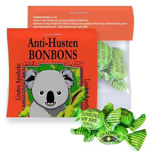 Eucalyptus candy, ca. 25g, express maxi bag with promotional flyer