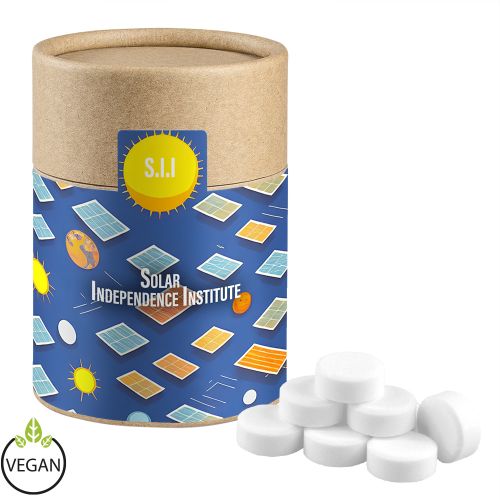 Peppermint drops sugar free, ca. 80g, biodegradable eco cardboard can midi with label