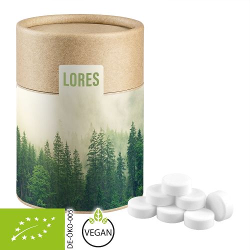 Organic peppermint drops, ca. 80g, cardboard can midi with label