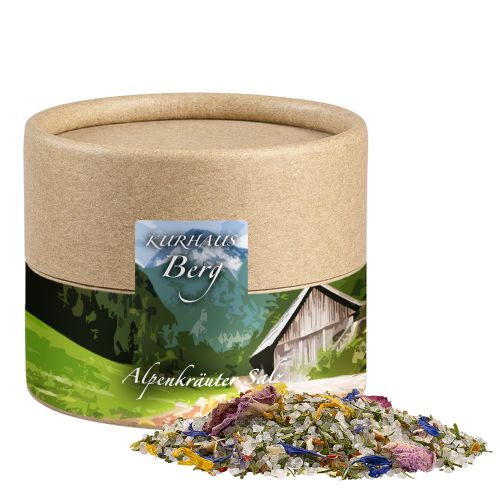Alpine herbal salt, ca. 50g, cardboard can mini with label