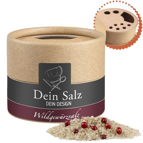 Wild spice salt, ca. 45g, cardboard shaker mini with label