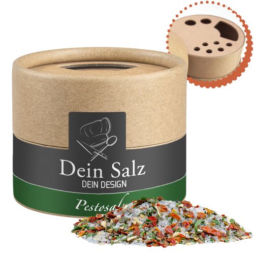 Pesto salt, ca. 40g, cardboard shaker mini with label