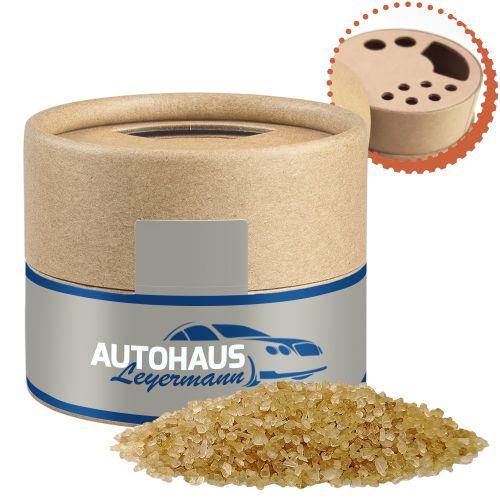Smoke salt coarse, ca. 75g, cardboard shaker mini with label