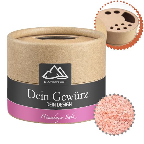 Pink crystal salt, ca. 75g, cardboard shaker mini with label