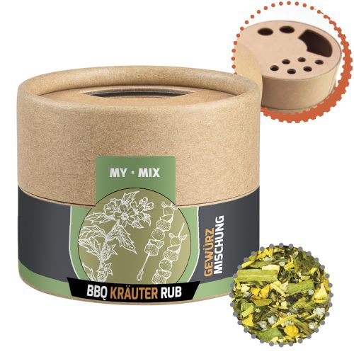 BBQ herbal rub, ca. 28g, cardboard shaker mini with label