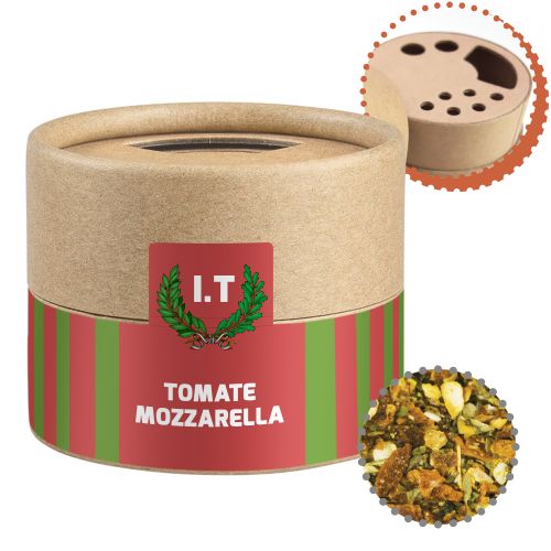 Tomato mozzarella spice, ca. 28g, cardboard shaker mini with label
