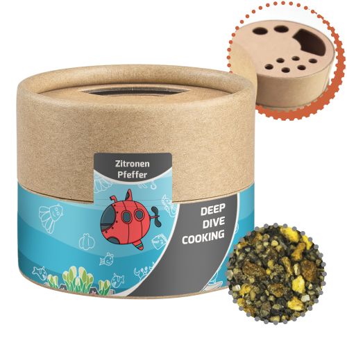 Lemon pepper, ca. 40g, cardboard shaker mini with label