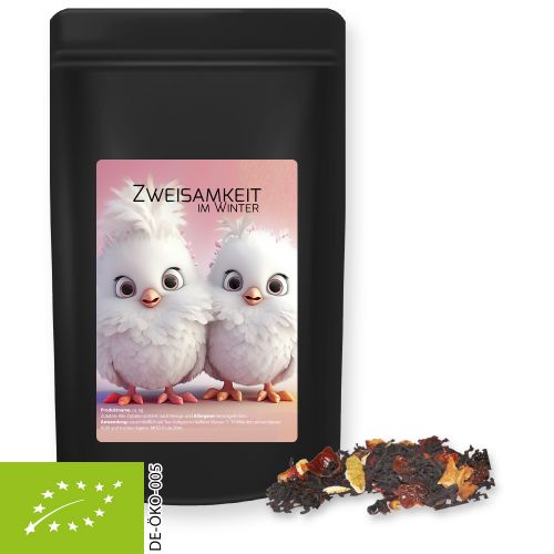 Organic Christmas black tea, ca. 55g, midi stand up pouch black with label