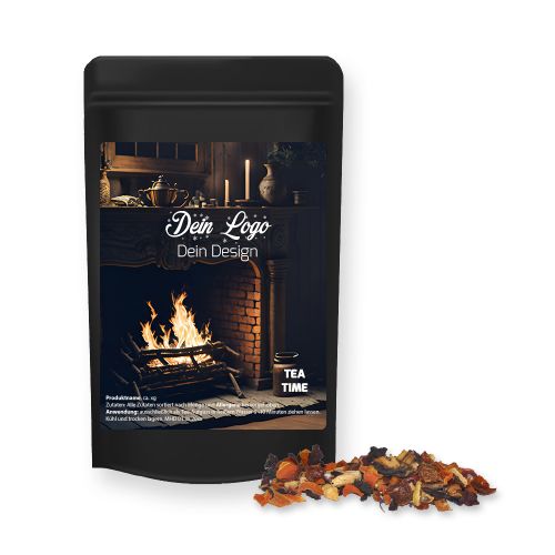 Fireplace tea, ca. 20g, mini pouch black with label