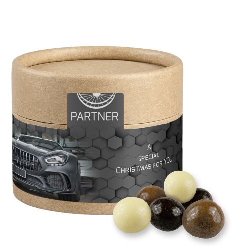 Choco crispy balls, ca. 25g, cardboard can mini with label