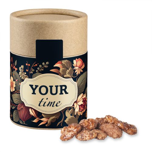 Burnt almonds, ca. 80g, cardboard can midi with label