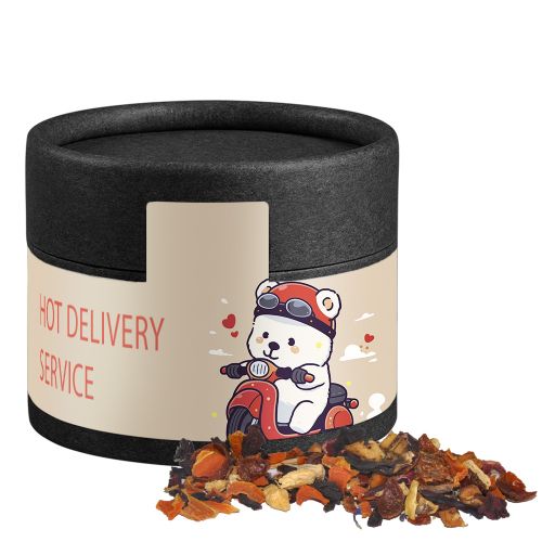 Fireplace tea, ca. 20g, cardboard can mini black with label
