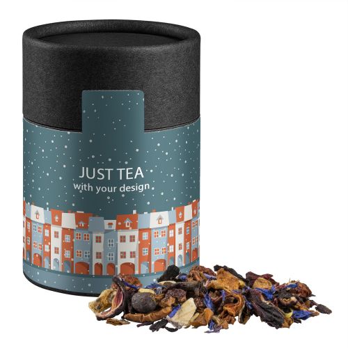 Christkindl tea, ca. 50g, cardboard can midi black with label